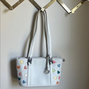 Brighton FRESCA Ivory Leather Purse with Embellished Pastel Hearts